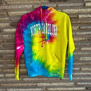 Colortone North Carolina Tie Dye Hoodie Sweatshirt Size Small